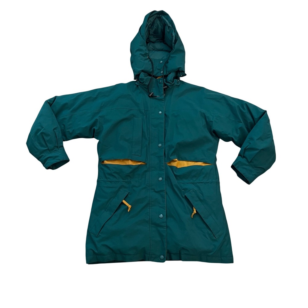 Eddie Bauer Gore-Tex Goose Down Parka Vintage Teal Green Hooded Winter Coat
